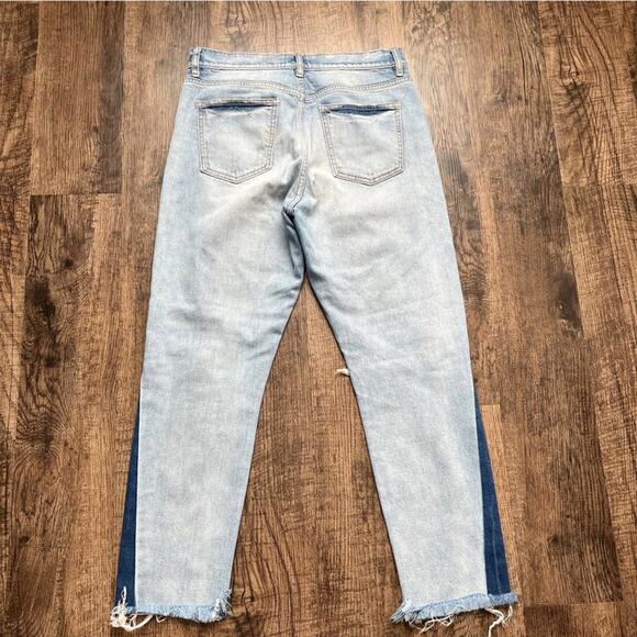 Pistola Pick Me Up 2 Tone Ripped Distressed Button Fly Raw Hem Ankle Jeans Sz 29 - Picture 4 of 10